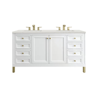60 Inch Chicago Freestanding Vanity in Glossy White / Lime Delight Top
