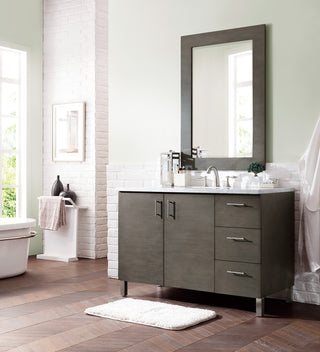 48 Inch Metropolitan Dual Mount Vanity in Silver Oak / Carrara White Top