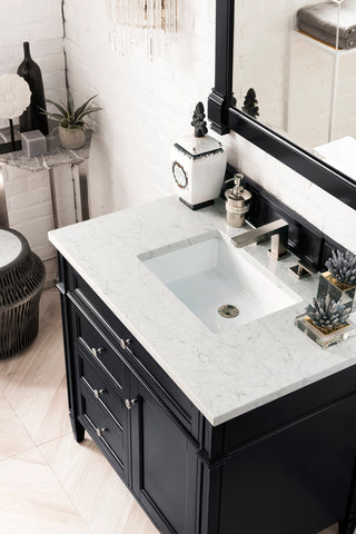 36 Inch Brittany Freestanding Vanity in Black Onyx / Eternal Jasmine Pearl Top