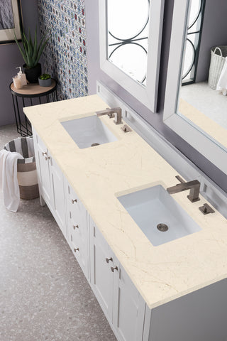 72 Inch Palisades Freestanding Vanity in Bright White / Eternal Marfil Top
