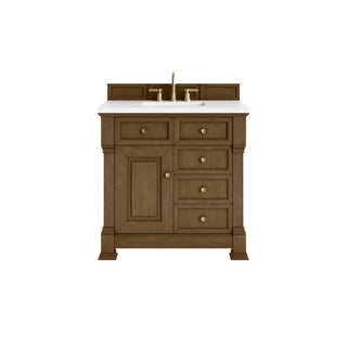 36 Inch Brookfield Freestanding Vanity in Honey Oak / White Zeus Top