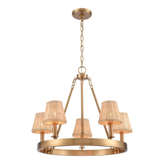 Rydell 24.5'' Wide 5-Light Chandeliers - Brushed Gold and Rattan