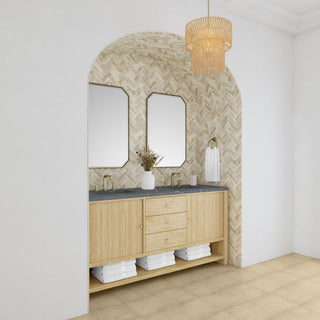 72 Inch Marigot Freestanding Vanity in Sunwashed Oak / Parisien Bleu Top