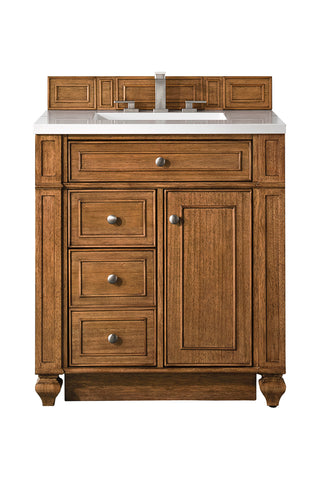 30 Inch Bristol Freestanding Vanity in Saddle Brown / White Zeus Top