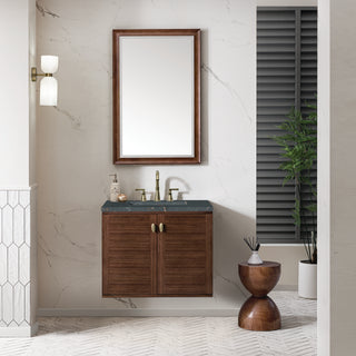 30 Inch Amberly Dual Mount Vanity in Mid-Century Walnut / Parisien Bleu Top