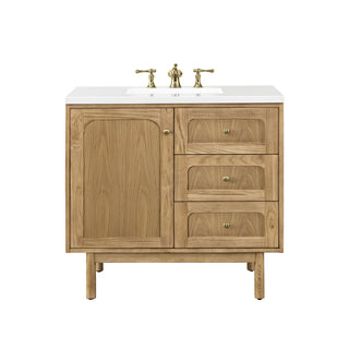 36 Inch Laurent Dual Mount Vanity in Light Natural Oak / White Zeus Top