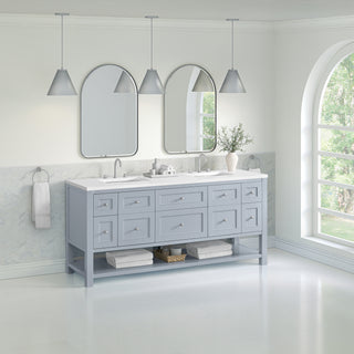 72 Inch Breckenridge Freestanding Vanity in Serenity Blue / White Zeus Top