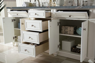 72 Inch Bristol Freestanding Vanity in Bright White / Parisien Bleu Top