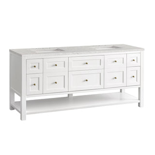 72 Inch Breckenridge Freestanding Vanity in Bright White / Eternal Jasmine Pearl Top