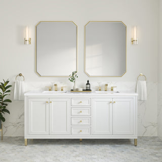 72 Inch Chicago Freestanding Vanity in Glossy White / White Zeus Top