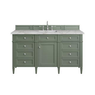 60 Inch Brittany Freestanding Vanity in Smokey Celadon / Victorian Silver Top