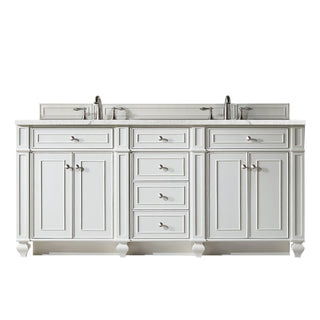 72 Inch Bristol Freestanding Vanity in Bright White / Eternal Jasmine Pearl Top
