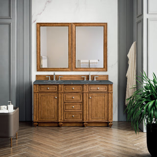 60 Inch Bristol Freestanding Vanity in Saddle Brown / Parisien Bleu Top