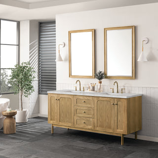 72 Inch Laurent Dual Mount Vanity in Light Natural Oak / Victorian Silver Top