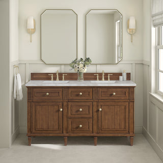 60 Inch Lorelai Freestanding Vanity in Mid-Century Walnut / Victorian Silver Top