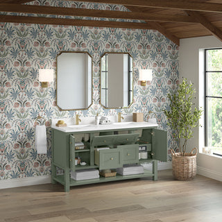 60 Inch Breckenridge Freestanding Vanity in Smokey Celadon / White Zeus Top