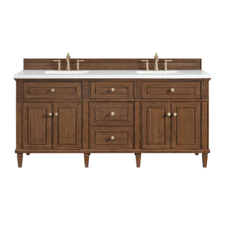 72 Inch Lorelai Freestanding Vanity in Mid-Century Walnut / White Zeus Top