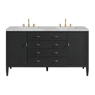 60 Inch Myrrin Freestanding Vanity in Carbon Oak / Victorian Silver Top