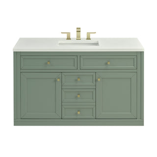 48 Inch Chicago Freestanding Vanity in Smokey Celadon / White Zeus Top