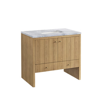 36 Inch Hudson Freestanding Vanity in Light Natural Oak / Carrara White Top