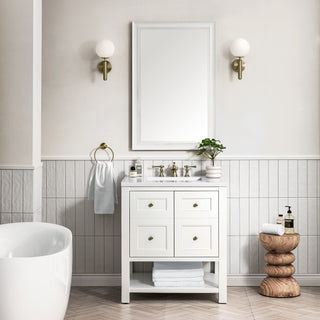 30 Inch Breckenridge Freestanding Vanity in Bright White / White Zeus Top