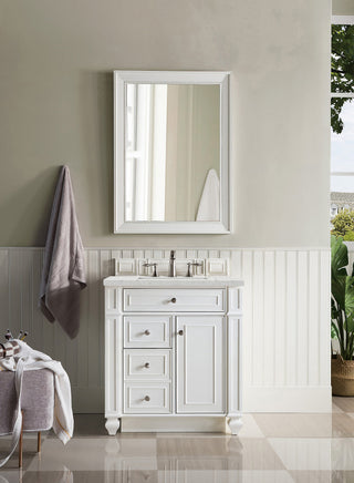 30 Inch Bristol Freestanding Vanity in Bright White / Eternal Jasmine Pearl Top