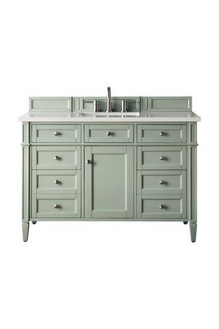 48 Inch Brittany Freestanding Vanity in Sage Green / White Zeus Top