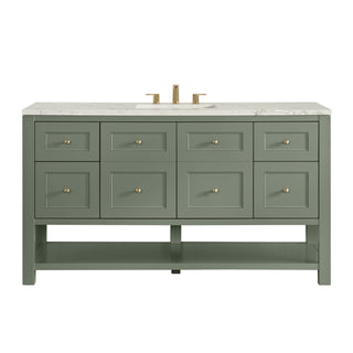 60 Inch Breckenridge Freestanding Vanity in Smokey Celadon / Victorian Silver Top