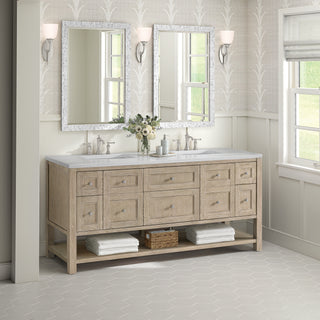 72 Inch Breckenridge Freestanding Vanity in Whitewashed Oak / Arctic Fall Top