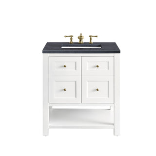30 Inch Breckenridge Freestanding Vanity in Bright White / Charcoal Soapstone Top