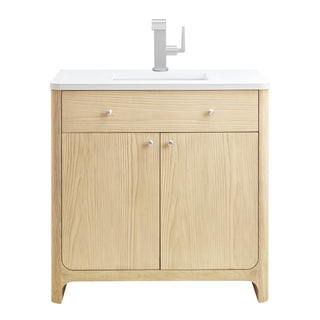 36 Inch Gracyn Freestanding Vanity in Coastal Driftwood / White Zeus Top
