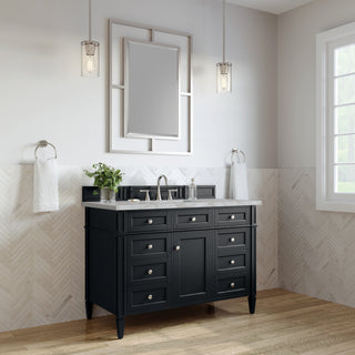 48 Inch Brittany Freestanding Vanity in Black Onyx / Victorian Silver Top
