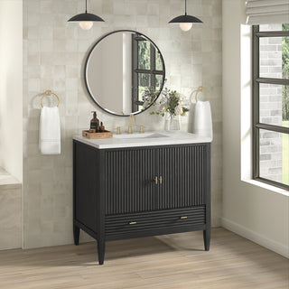 36 Inch Myrrin Freestanding Vanity in Carbon Oak / Lime Delight Top