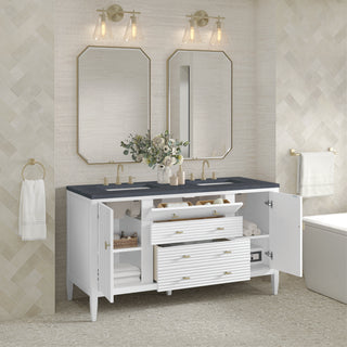 60 Inch Myrrin Freestanding Vanity in Bright White / Charcoal Soapstone Top