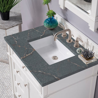 30 Inch Brittany Freestanding Vanity in Bright White / Parisien Bleu Top