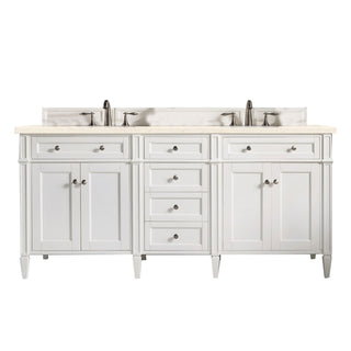 72 Inch Brittany Freestanding Vanity in Bright White / Eternal Marfil Top