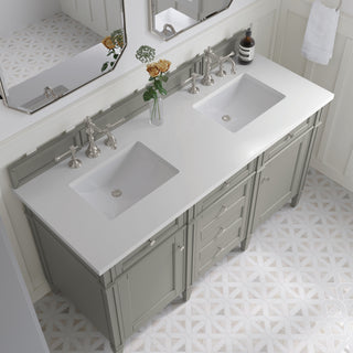 60 Inch Brittany Freestanding Vanity in Urban Gray / White Zeus Top