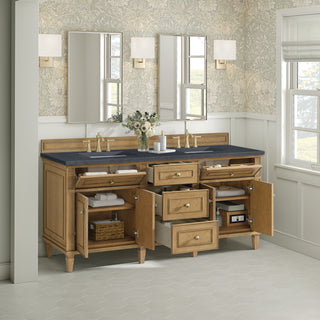 72 Inch Lorelai Freestanding Vanity in Light Natural Oak / Charcoal Soapstone Top