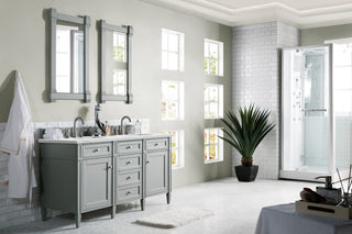 60 Inch Brittany Freestanding Vanity in Urban Gray / Ethereal Noctis Top