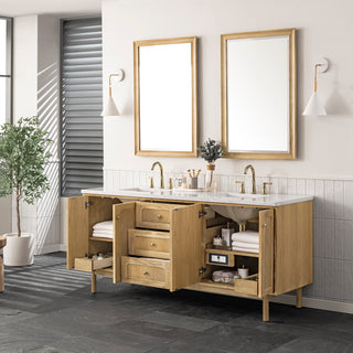 72 Inch Laurent Dual Mount Vanity in Light Natural Oak / Arctic Fall Top