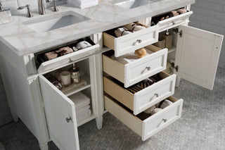 60 Inch Brittany Freestanding Vanity in Bright White / Victorian Silver Top