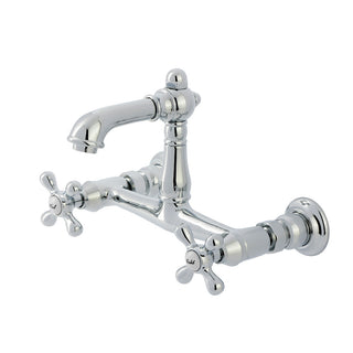 English Country Wall-Mount Bathroom Faucet in Polished Chrome