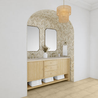72 Inch Marigot Freestanding Vanity in Sunwashed Oak / Eternal Marfil Top