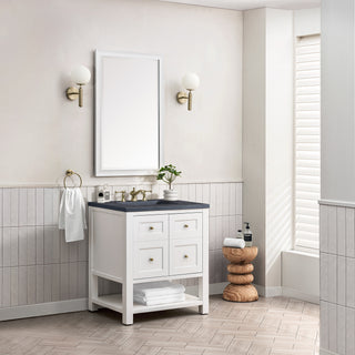 30 Inch Breckenridge Freestanding Vanity in Bright White / Charcoal Soapstone Top