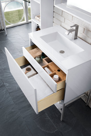 31.5 Inch Mantova Floating Vanity in Glossy White / Glossy White Top