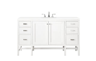 60 Inch Addison Freestanding Vanity in Glossy White / White Zeus Top