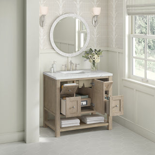 36 Inch Breckenridge Freestanding Vanity in Whitewashed Oak / Ethereal Noctis Top