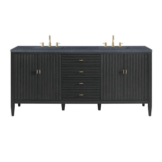 72 Inch Myrrin Freestanding Vanity in Carbon Oak / Charcoal Soapstone Top