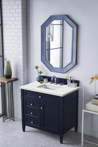 36 Inch Brittany Freestanding Vanity in Victory Blue / Ethereal Noctis Top