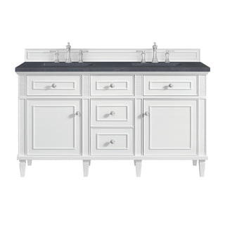 60 Inch Lorelai Freestanding Vanity in Bright White / Charcoal Soapstone Top